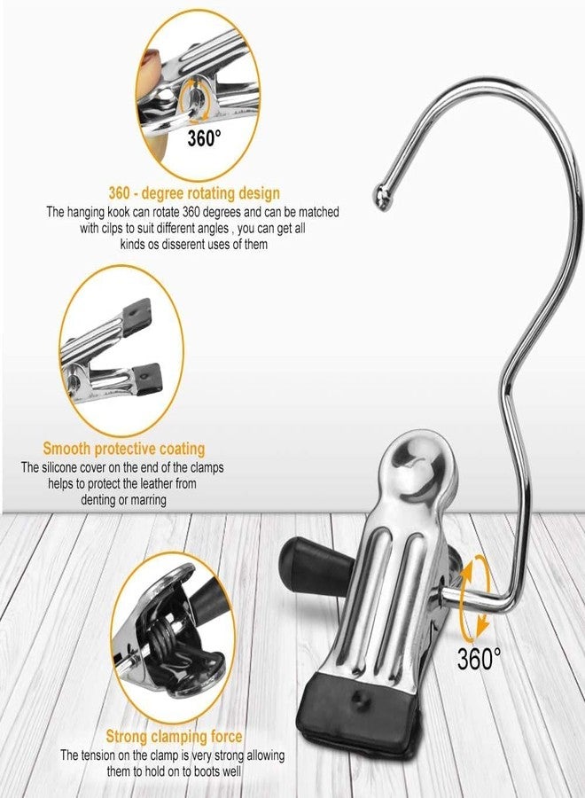 ZIVIK 7 PCS Laundry Hanging Hooks Clips Hanger Clips Boot Hangers Stainless Steel Portable Travel Hanging Drying Clothes Pins for Closet Home Clothing Trouser Towel Sock (7) - Image 5